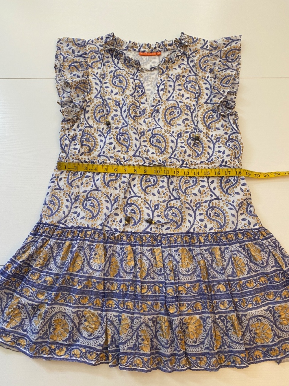 Oliphant Tiered Ruffle Paisley Mini Dress Size Medium - Picture 13 of 16